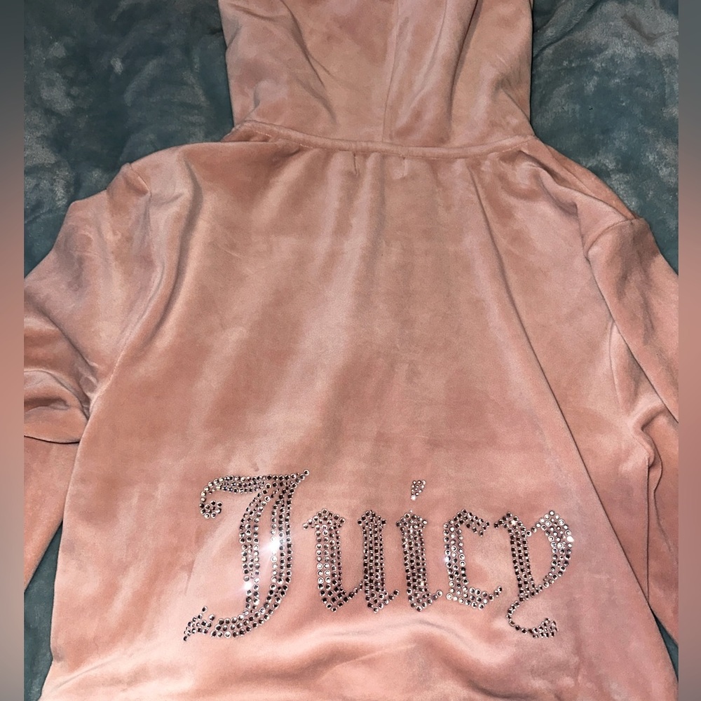 Juicy couture light pink/beige bling zip up hoodie